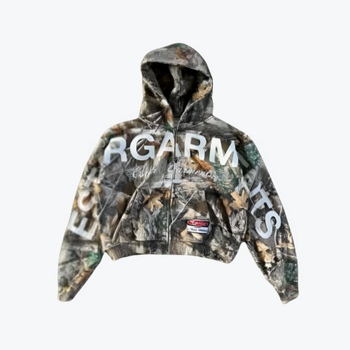 Camo Leaf Splice Zip Sweatshirt – Unisex Harajuku Streetwear